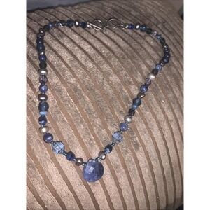 Sodalite Tahitian Pearl Sterling Necklace